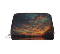 River and The Great Sky Trousse à maquillage portable en cuir imprimé pour ranger des cosmétiques, etc, doré, Taille unique