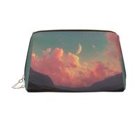 River and The Great Sky Trousse à maquillage portable en cuir imprimé pour ranger des cosmétiques, etc, doré, Taille unique