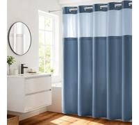 River Dream Blue Shower Curtain No Hooks Required Dotted Waffle Weave Shower Curtain with Snap in Liner - 71W x 74H,Hotel Grade,Spa Like Bath Curtain,Moonlight Blue