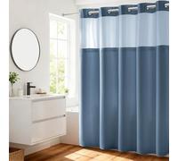 River Dream Blue Shower Curtain No Hooks Required Dotted Waffle Weave Shower Curtain with Snap in Liner - 71W x 74H,Hotel Grade,Spa Like Bath Curtain,Moonlight Blue