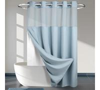 River Dream Heavyweight No Hooks Required Dotted Waffle Weave Shower Curtain with Snap in Liner - 71W x 74H,Hotel Grade,Spa Like Bath Curtain,Blue