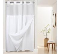 River Dream Poids Lourd sans Crochets obligés en pointillé pointillé Rideau de Douche à Tissage avec Un clin d'œil - 60W x 74h, Grade de l'hôtel, Spa comme Un Rideau de Bain, Blanc