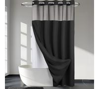 River Dream Poids Lourd sans Crochets obligés en pointillé pointillé Rideau de Douche Tissage avec Un claquement de Doublure -Extra Long 71W x 86h, de qualité hôtel, Spa comme Un Rideau de Bain, Noir