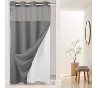 River Dream Rideau de Douche à Tissage gaufré avec Doublure à Clipser - 137,2 x 203,2 cm (l x H), qualité hôtelière, Rideau de Bain Semblable au Spa, Gris