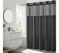 River Dream Rideau de Douche à Tissage gaufré avec Doublure à Clipser - 180 x 188 cm (l x H), de qualité hôtelière, Rideau de Bain Semblable au Spa, Gris Graphite