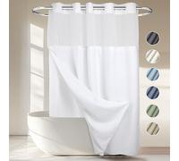 River Dream Rideau de Douche à Tissage gaufré avec Doublure à Clipser - 180 x 188 cm (l x H), de qualité hôtelière, Rideau de Bain Semblable au Spa, Blanc