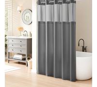 River Dream Rideau de Douche à Tissage gaufré avec Doublure à Clipser - 180 x 188 cm (l x H), qualité hôtelière, Rideau de Bain Semblable au Spa, Gris