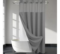 River Dream Rideau de Douche à Tissage gaufré avec Doublure à Clipser - Extra Long 180 x 218 cm (l x H), qualité hôtelière, Rideau de Bain Semblable au Spa, Gris