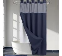 River Dream Rideau de Douche à Tissage gaufré avec Doublure à Clipser - Extra Long 180 x 218 cm (l x H), qualité hôtelière, Rideau de Bain Semblable au Spa, Bleu Marine