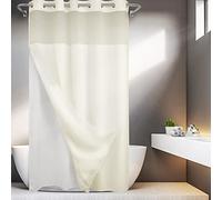 River Dream Rideau de douche lourd extra long sans crochets requis, tissage gaufré à pois, doublure à clipser, qualité hôtelière, rideau de bain, 180,3 x 218,4 cm (l x H), crème
