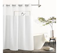 River Dream Rideau de Douche ou Doublure Moderne de qualité hôtelière sans Crochets (Blanc uni + fenêtre, Standard (180 cm de Large x 188 cm de Long)
