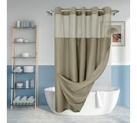 River Dream Rideau de Douche texturé flammé sans Crochet avec Doublure en PEVA à Clipser, Style hôtel avec fenêtre Transparente - Lavable en Machine et Hydrofuge, 180 x 188 cm, Taupe