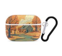 River in Front of House - Coque pour AirPods Pro 2, coque de protection rigide antichoc pour homme et femme, compatible avec coque Airpod Pro 2e/1ère génération avec porte-clés - Blanc