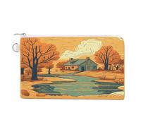 River in Front of House Portefeuille en toile fin et léger durable avec fermeture éclair pour homme et femme