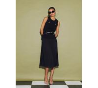 River Island River Island Black Belted Pleat Hem Midi Dress Black medium