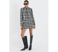 River Island River Island Black Dogtooth Cropped Pocket Front Jacket