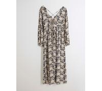 River Island River Island Black Petite V-Neck Printed Maxi Dress Black EU 38 (UK 10 XS)