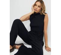 River Island River Island Black Sleeveless High Neck Textured Tie Top