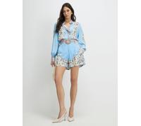 River Island River Island Blue Border Print Floral Ruffle Blouse