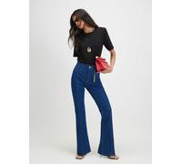 River Island River Island Blue High Rise Bootcut Jeans with Gold Chain Charm