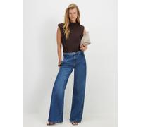 River Island River Island Blue Mid Rise Tailored Wide Leg Jeans