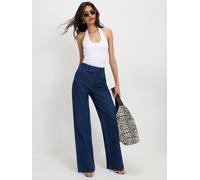 River Island River Island Blue Tab Front High Rise Wide Leg Jeans