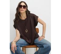 River Island River Island Brown Short Sleeve Satin Turn Back Cuff T-Shirt