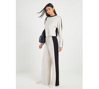 River Island River Island Cream Colour Block Wide Leg Trousers
