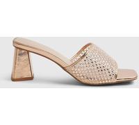 River Island River Island Gold Embellished Mesh Mule Heeled Sandals