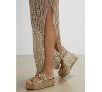 River Island River Island Gold Wide Fit Ring Buckle Wedge Sandals
