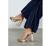 River Island River Island Gold Wide Fit Strappy Heeled Platform Sandals