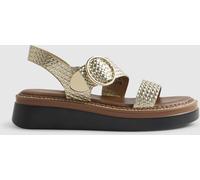 River Island River Island Gold Wide Fit Woven Flatform Buckle Sandals