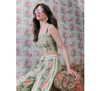 River Island River Island Green Cabbages and Roses Floral Print Ruffle Corset Top