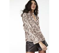 River Island River Island Metallic Sequin Keyhole Cut Out Long Sleeve Top