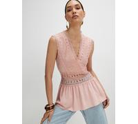 River Island River Island Pink Crochet V-Neck Tie Back Top