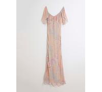 River Island River Island Pink Ruffle Printed Embellished Maxi Dress Pink EU 34 (UK 6)
