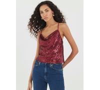 River Island River Island Red Sequin Cowl Cami Top