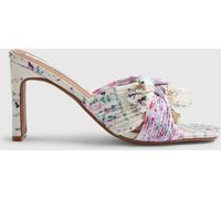 River Island River Island Yellow Cabbages and Roses Floral Print Twist Plisse Heeled Mules