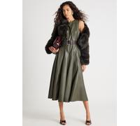 River Island Robe mi-longue River Island cintrée en similicuir Vert 36