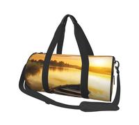 River Sunset Sac de sport bateau en bois pour homme et femme Sac de voyage en toile Sac de week-end Sac de sport léger Noir Taille unique, Noir , Taille unique