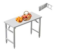 RiveraSink Table de Travail Cuisine Pliable en Inox 112×80×80cm - Table Inox Professionnel avec Pieds Réglables, Table Pliante Inox Robuste jusqu’à 200 kg pour Restaurant, Atelier, Garage et Extérieur