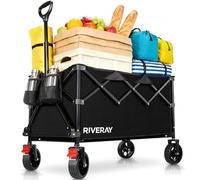 RIVERAY Chariot Pliable Tout Terrain 230kg Capacité, Grand Volume 300L - Chariot de Transport Lourd avec 4 Roues Freins et Toile Amovible, pour Camping, Plage, Jardin et Déménagement, XXXL