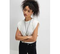 riverisland River Island Short Sleeve Ruched Shoulder Tee pâle M (FR 42-44)