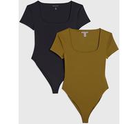 riverisland River Island Short Sleeve Scoop Neck Bodysuits 2 Pack vert Médium