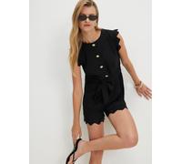 riverisland River Island Sleeveless Scallop Hem Button Front Playsuit Noir FR 38 (EU 36)