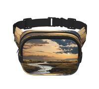 Rivers and Plains Fitness Sac à bandoulière de voyage, sac banane tendance et décontracté, sac banane carré double couche, noir, taille unique, Noir/blanc, One Size