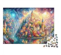 Riverside Fairy Town sous Le Ciel étoilé Puzzle De 1000 Pièces Ville rêvée Amusement De Jeu d'esprit pour Adultes Et Enfants 70x50cm/1000pcs