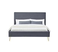 Riverside lit 140 x 190 cm en velours et laiton gris