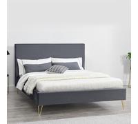 Riverside lit 140 x 190 cm en velours et laiton gris