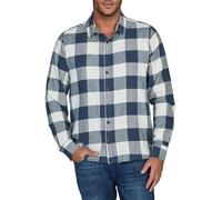 Riverso Chemise en flanelle à carreaux pour homme à manches longues coupe droite RIVArne 100% coton gris, marron, jaune, rouge, vert Taille S, M, L, XL, XXL, 3XL, 4XL, 5XL, Bleu marine-blanc, XL